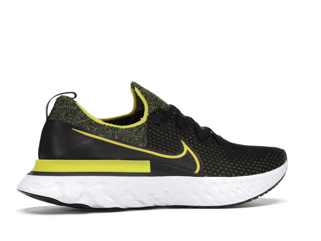 Vue 35 de Nike React Infinity Run Flyknit Black Sonic Yellow