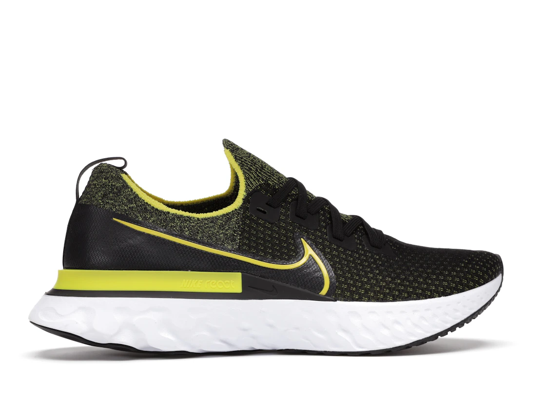 Vue 36 de Nike React Infinity Run Flyknit Black Sonic Yellow