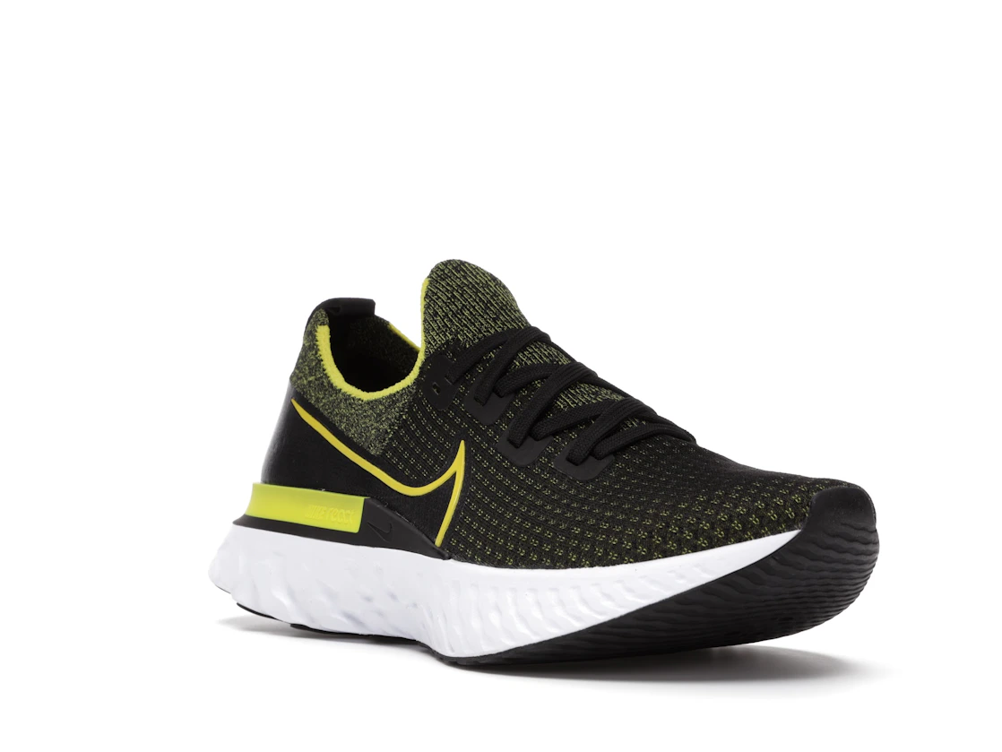 Vue 6 de Nike React Infinity Run Flyknit Black Sonic Yellow