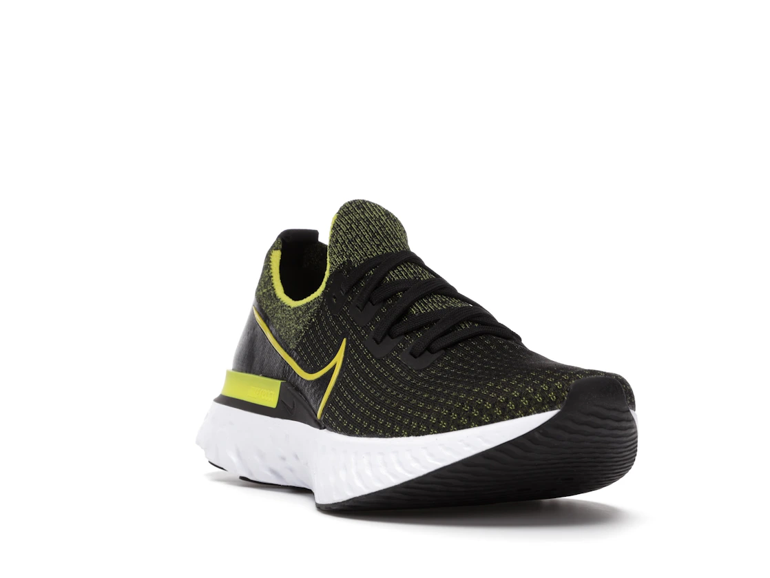 Vue 7 de Nike React Infinity Run Flyknit Black Sonic Yellow