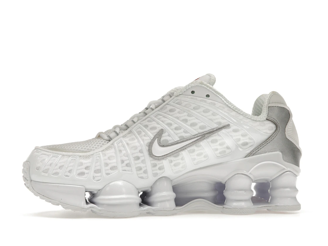 Vue 18 de Nike Shox TL White Metallic Silver Max Orange 