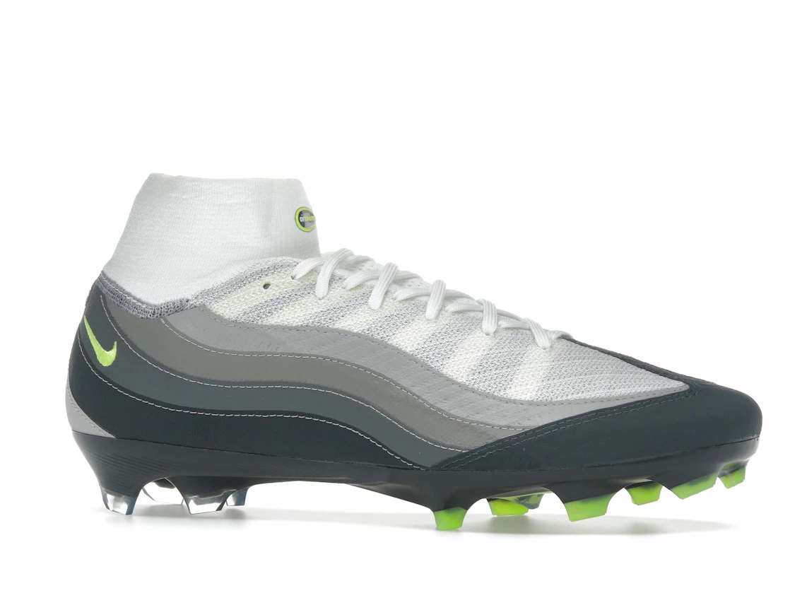 Vue 3 de Nike Zoom Mercurial Superfly 10 Elite SE FG Air Max 95 Neon