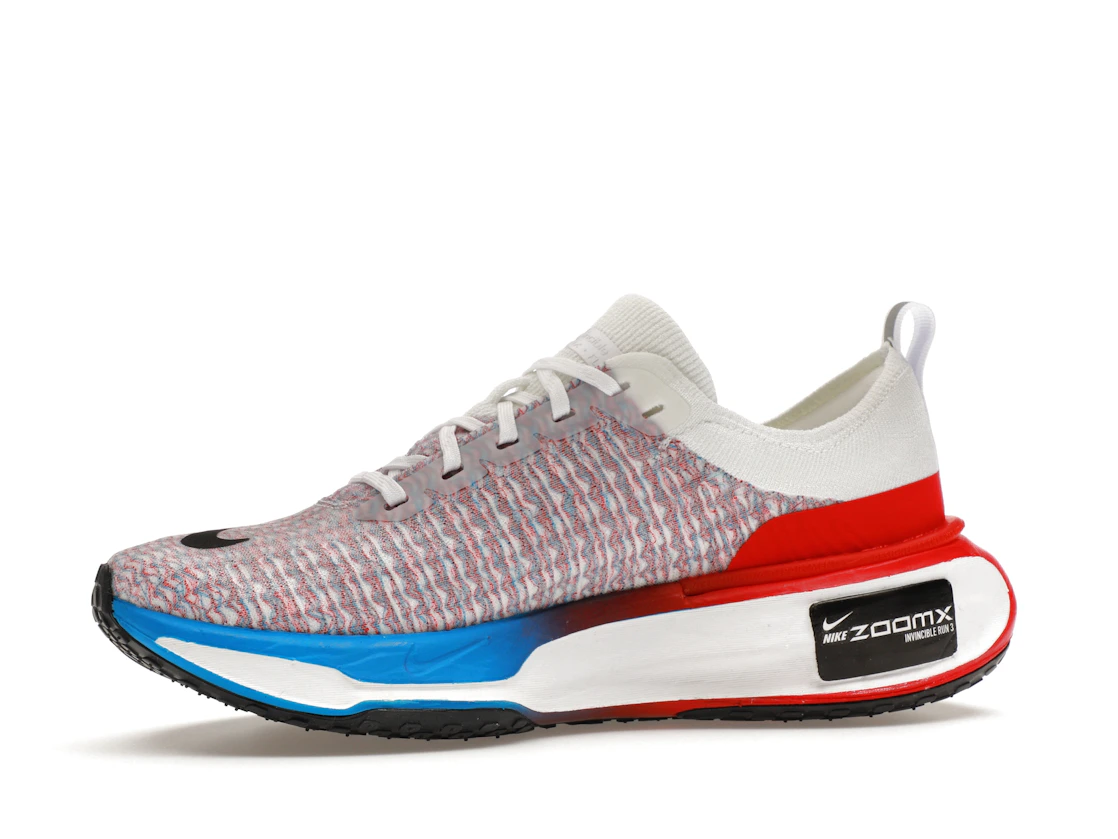 Vue 17 de Nike ZoomX Invincible Run 3 White University Red Photo Blue Black