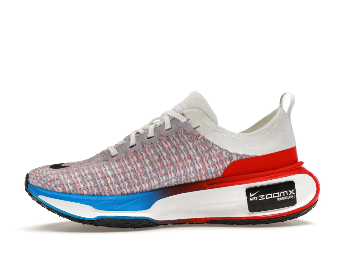 Vue 18 de Nike ZoomX Invincible Run 3 White University Red Photo Blue Black