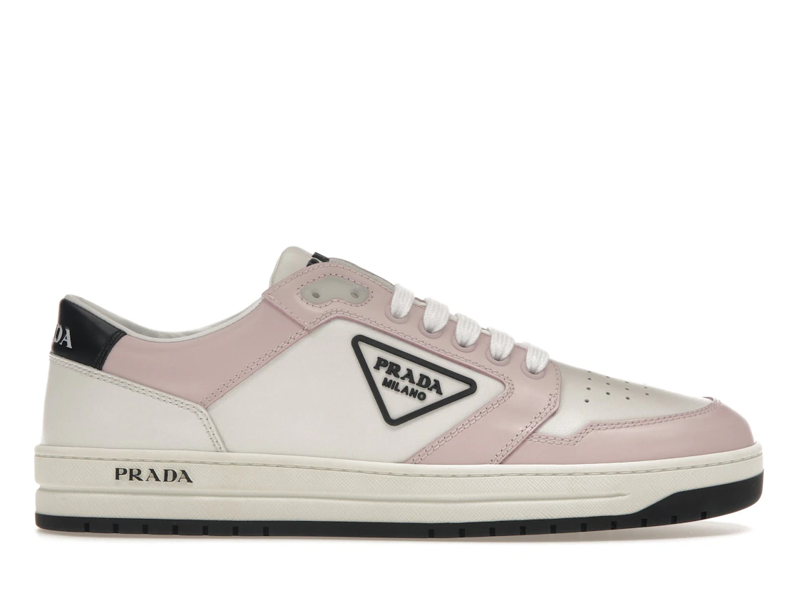 Vue 1 de Prada District Sneaker White Pink Perforated Leather 