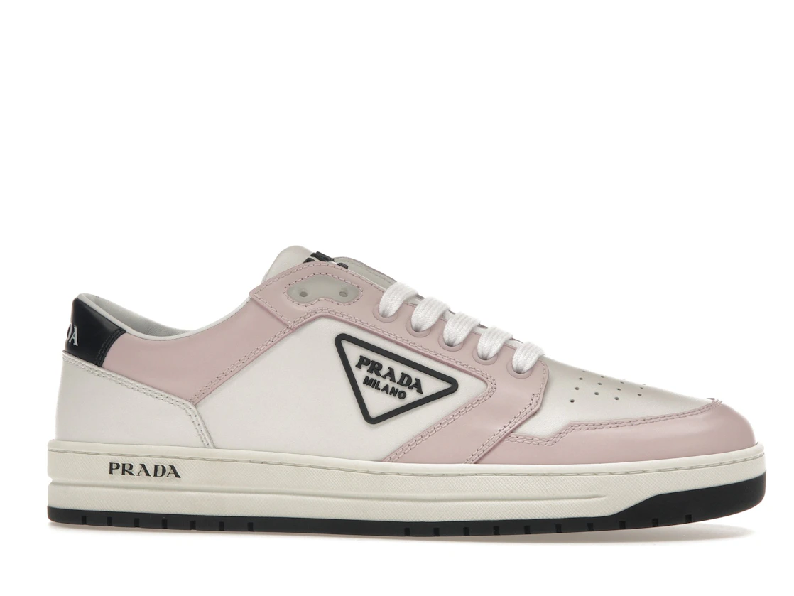 Vue 2 de Prada District Sneaker White Pink Perforated Leather 