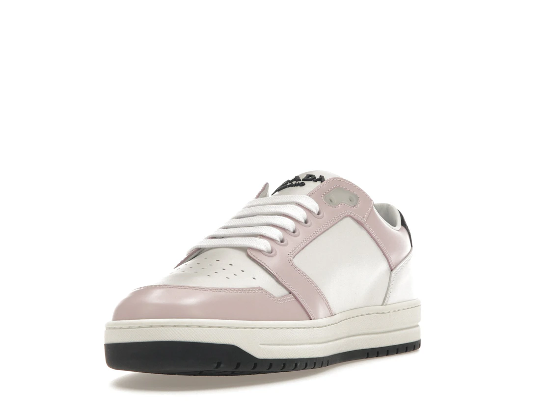Vue 13 de Prada District Sneaker White Pink Perforated Leather 