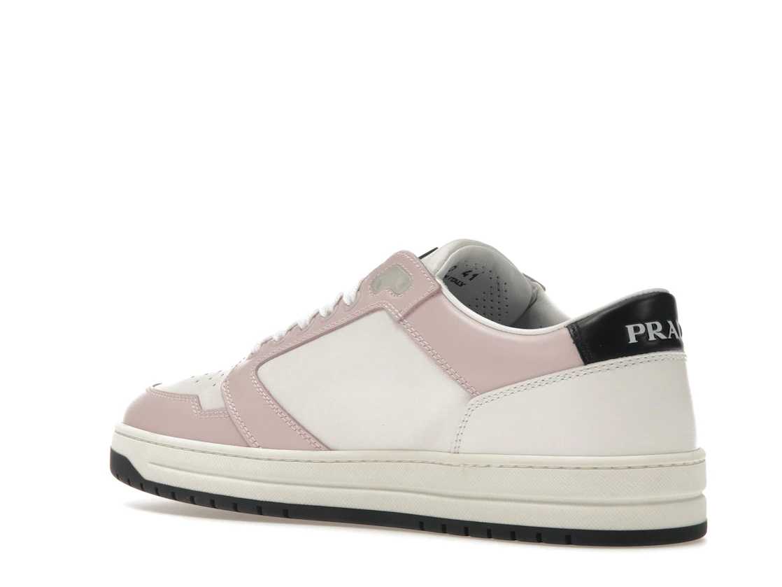 Vue 23 de Prada District Sneaker White Pink Perforated Leather 