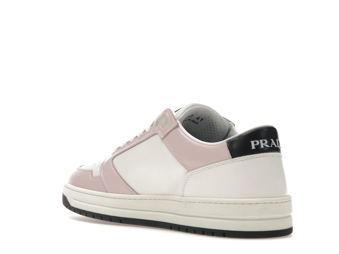 Vue 24 de Prada District Sneaker White Pink Perforated Leather 