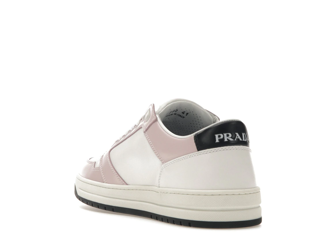 Vue 25 de Prada District Sneaker White Pink Perforated Leather 