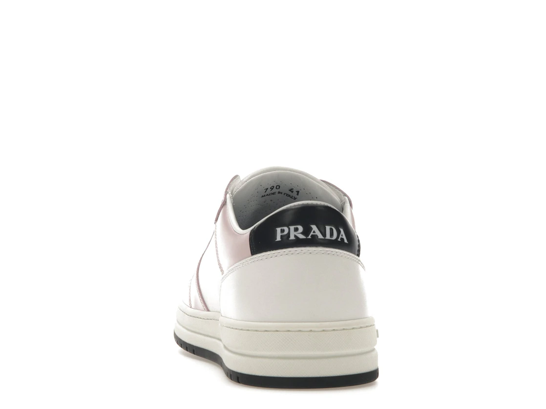 Vue 27 de Prada District Sneaker White Pink Perforated Leather 