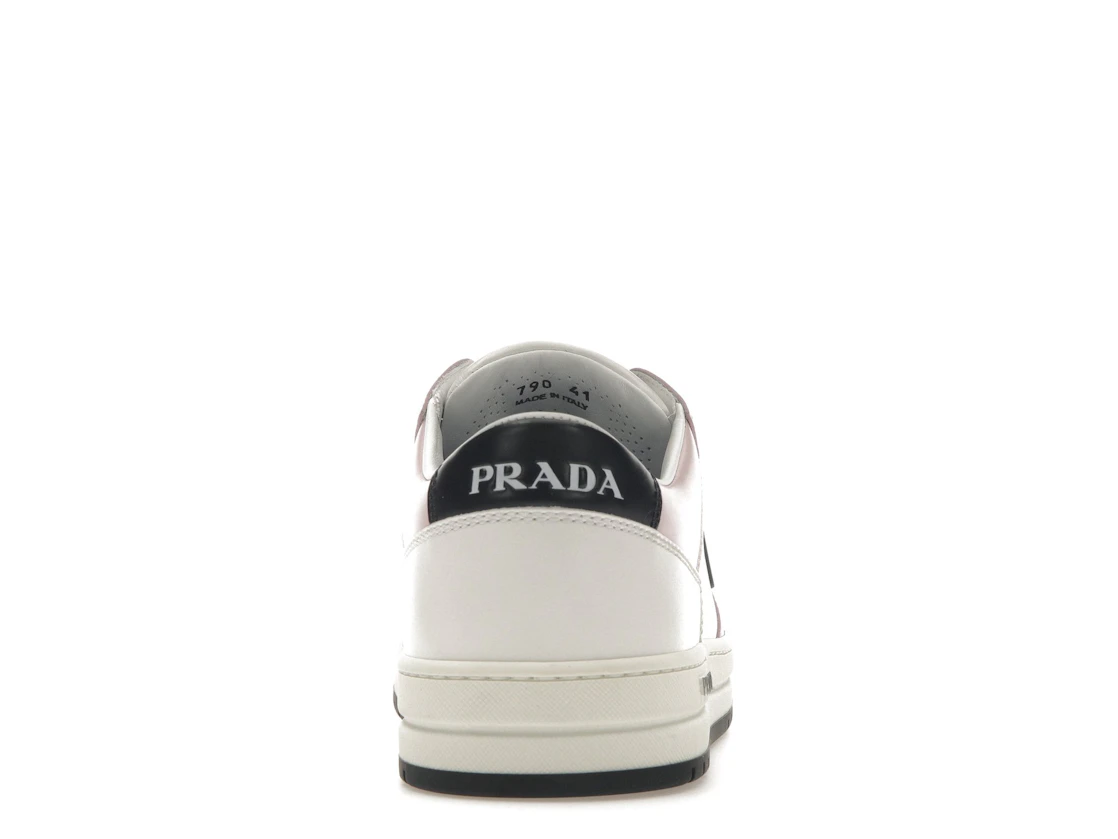Vue 28 de Prada District Sneaker White Pink Perforated Leather 