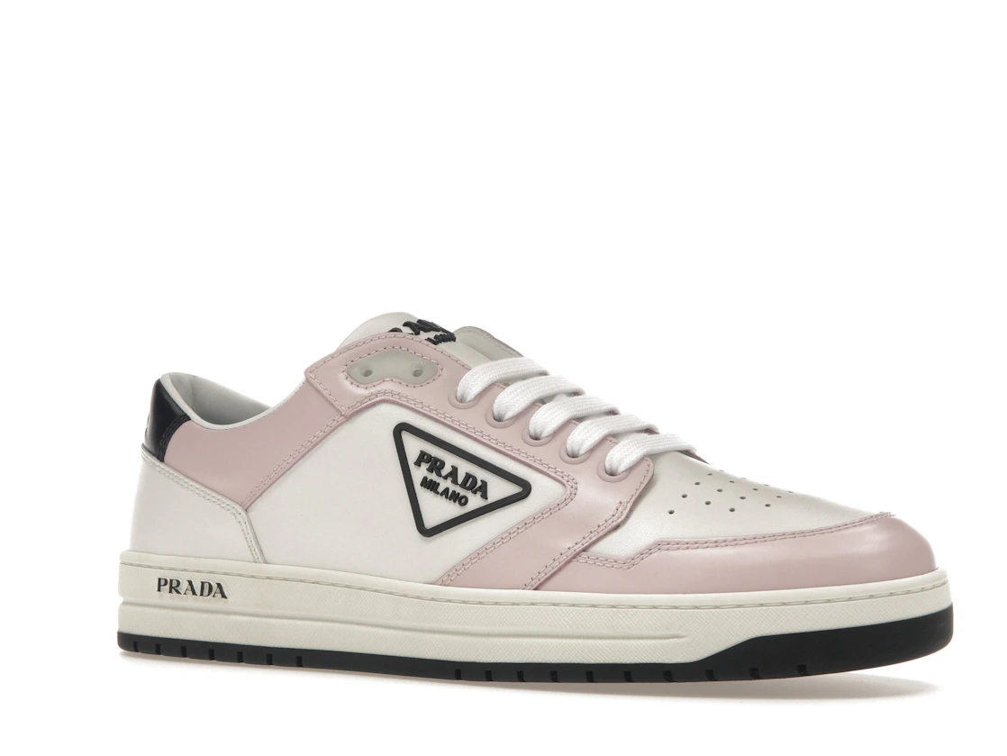 Vue 4 de Prada District Sneaker White Pink Perforated Leather 