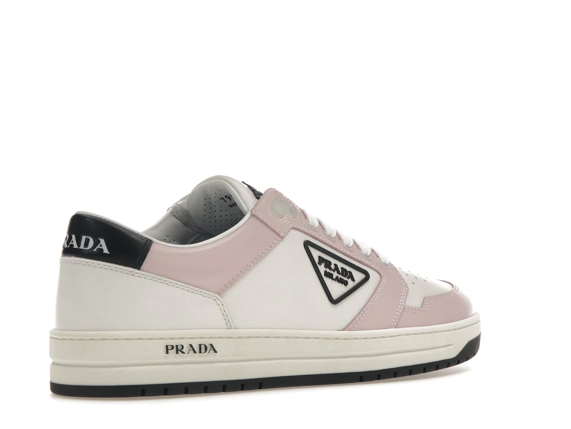 Vue 33 de Prada District Sneaker White Pink Perforated Leather 