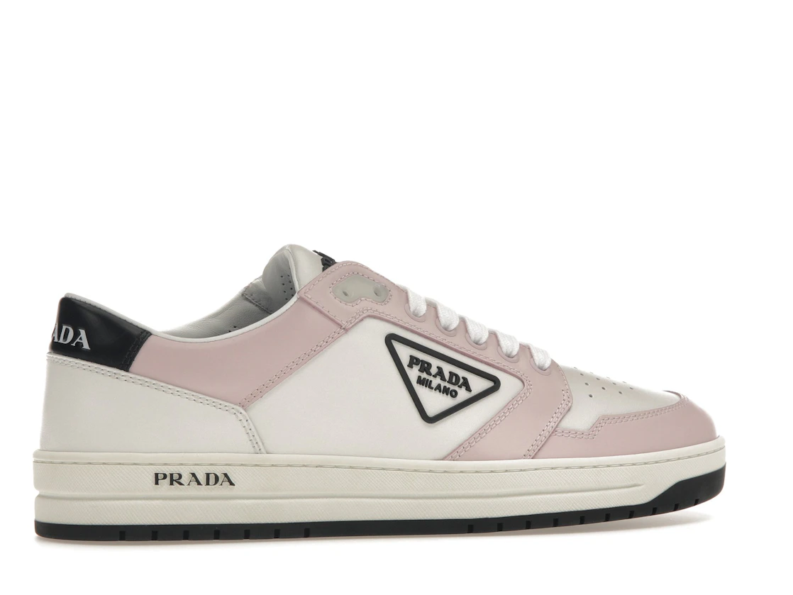 Vue 35 de Prada District Sneaker White Pink Perforated Leather 