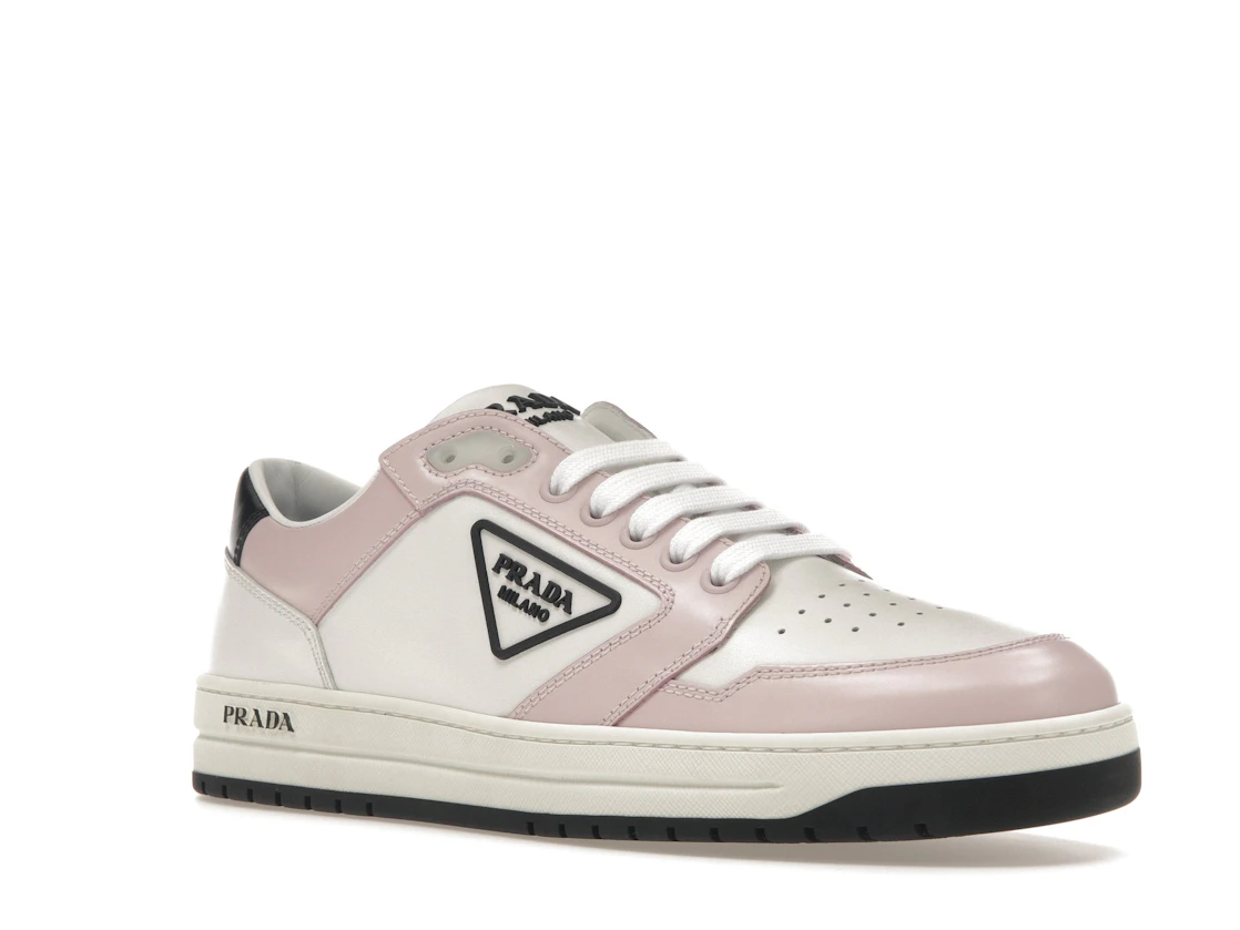 Vue 5 de Prada District Sneaker White Pink Perforated Leather 