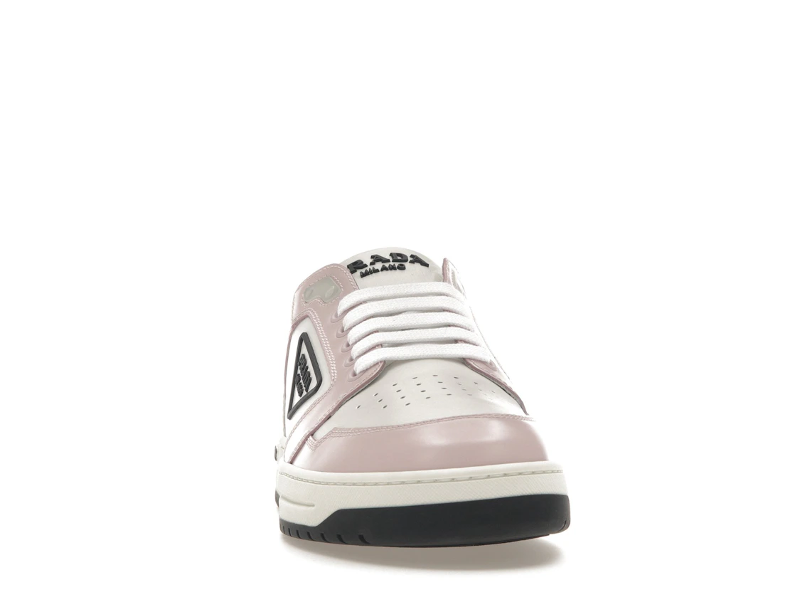 Vue 9 de Prada District Sneaker White Pink Perforated Leather 